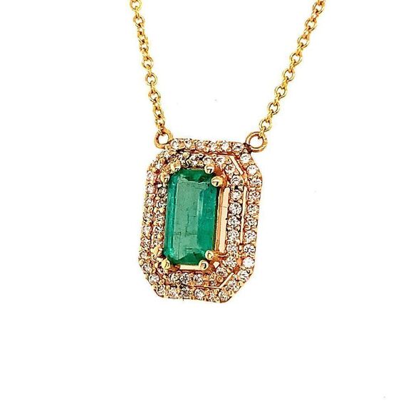 Natural Emerald Diamond Necklace 14k Gold 1.21 TCW 16" Certified $4,950 112176 - Picture 7 of 13
